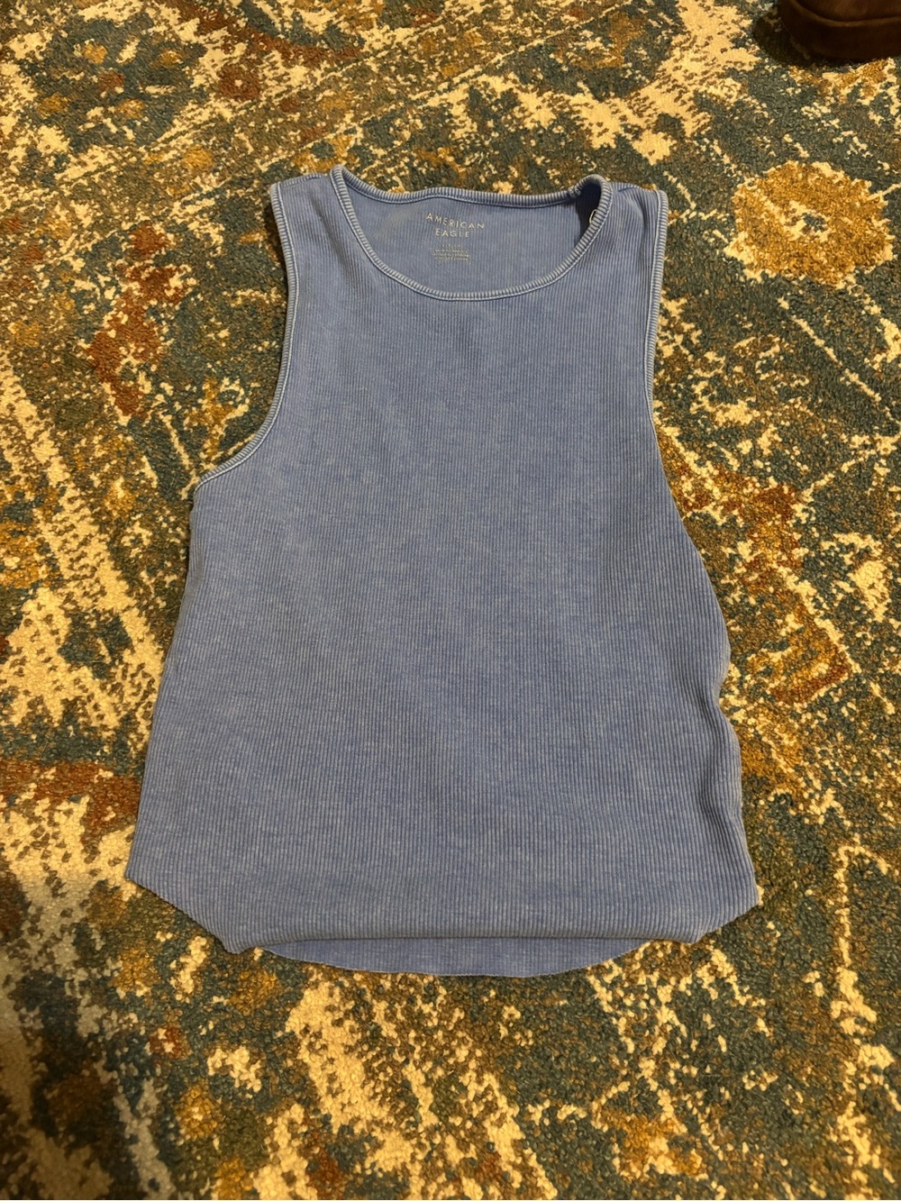 American Eagle Outfitters Light Blue Ribbed Sleeveless Tank